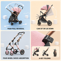 Poussettes pour bébés pliables, légères, de voyage, réversibles, avec siège inclinable, absorption des chocs, compactes, portables, vente en gros pour enfants