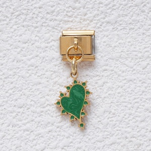 Al por mayor Dijes de Acero Inoxidable Bañados en Oro de 18k con Esmalte de Color, Diseño de Luna y Corazón, Dije Italiano para Pulsera - Product Image 4