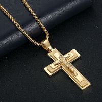 XG100 européen américain meilleure vente brésilien en acier inoxydable jésus croix pendentif collier plaqué or symbole chrétien
