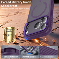 Étui de téléphone magnétique premium avec support d'objectif métallique violet pour iPhone 17 18 Pro Max, coque antidérapante et antichute