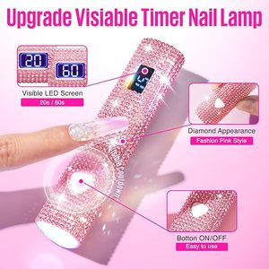 Pink Glitter Handheld UV Nail Lamp Visible <b>Timer</b> Touch Screen LED Nail Lamp - Product Image 2