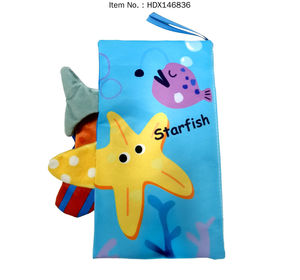 Libro de tela sensorial 3D con cola para bebé, juguete sonoro con temática de animales marinos, libro suave de primer aprendizaje para recién nacidos, regalos para bebés - Product Image 3