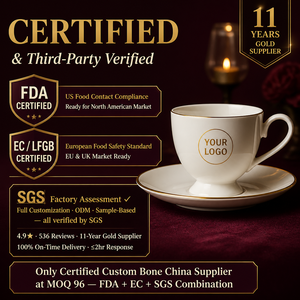 Taza y Platillo de Porcelana China con Baño de Oro Personalizado, Impresión de Logotipo OEM, Regalo Promocional Personalizado, MOQ Bajo 96 - Product Image 5