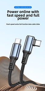 Cable de Datos Tipo-C 3.2 para Teléfono Móvil, Transferencia de Audio y Video de 20 GB, Carga Rápida PD 3A, Ángulo Recto, Aleación de Aluminio, Ahorro de Tiempo - Product Image 2