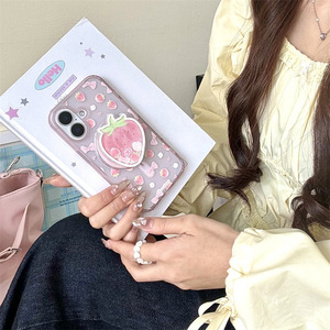 Funda Magnética Transparente Rosa con Diseño de Fresa para iPhone 16 Pro Max 15 14 13, Linda Funda para Mujer - Product Image 2