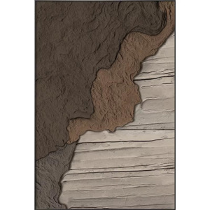 Cuadro Abstracto al Óleo sobre Lienzo, Marco Negro, Rectangular, Gran Tamaño, Decoración para Sala de Estar, Estilo Wabi Sabi - Product Image 5
