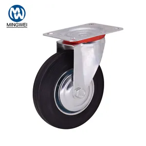 Swivel 4 inch Caster Wheels Rubber Base with Top Plate & Bearing Medium Duty