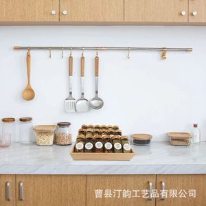 Cross-border <b>kitchen</b> countertop bamboo spice <b>rack</b>, solid wood three-tier wooden spice storage <b>rack</b> for home use. - Product Image 2