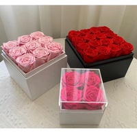 Roze ronde bewaardoos met geconserveerde bloemen, voor altijd, eeuwigdurende moederdag-, Valentijnsdag- of verjaardagsbloemen, roos cadeau