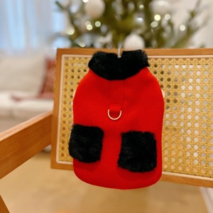 Giacca per Cani Rossa Calda e Alla Moda, Set con Guinzaglio e Collare in Pelliccia, Cappotto Invernale per Cani - Product Image 3