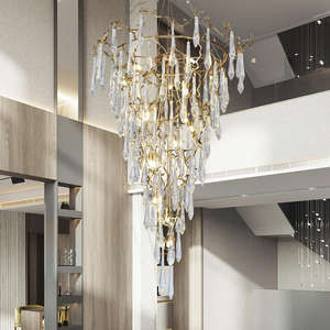Branches Decorative <b>Lighting</b> Villa Room Stair Hotel Lobby Custom Crystal <b>Large</b> Chandeliers for High Ceilings - Product Image 1