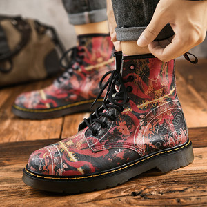 Bottes de randonnée pour hommes, imprimées en 3D, à lacets, tige en tissu extensible, motif léopard, antidérapantes, légères et confortables - Product Image 1