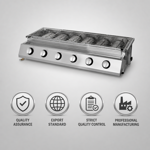 Commercial Six <b>Burner</b> LPG <b>Gas</b> <b>BBQ</b> Grill Countertop Barbecue for Kebab Skewers Steak Chicken Sausage Restaurants - Product Image 6
