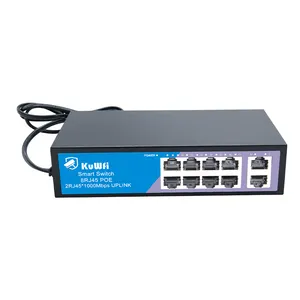 OEM ODM KuWFi dahili 52V120W güç 8port 100RJ45 2kv 100m mesafe 2port 1000Mbps Mbps 10port 100Mbps poe anahtarları