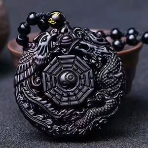 Colgante de Obsidiana Cristalina Tallado a Mano con Forma de Zorro, Amuleto de la Suerte con Cadena, Collar para Mujer y Hombre, Joyería de Moda para Amantes - Product Image 1