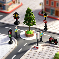 Escena de Tráfico en Miniatura, Señales de Tráfico de Resina, Farola, Semáforo, Figuras de Policías, Micropaisaje, Decoración de Maquetas de Edificios de Ciudad