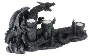 Statua portacandele gotica Dragon's Wrath, 18 pollici, poliresina, portacandele in poliresina di pietra grigia - Product Image 4