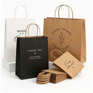 ถุงกระดาษคราฟท์สีน้ำตาลสำหรับร้านอาหารฟาสต์ฟู้ด ขายส่ง สำหรับงานโปรโมชั่น ธุรกิจ ของขวัญขอบคุณ งานอีเว้นท์ พิมพ์โลโก้ตามสั่ง - Product Image 1