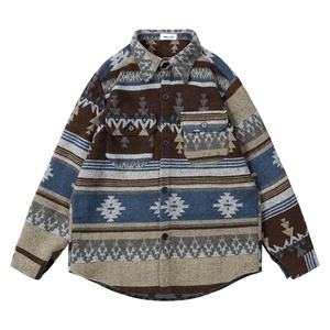 Vintage national style hommes rue manteau en laine lâche mode hiver chemise épaissie à manches longues - Product Image 1