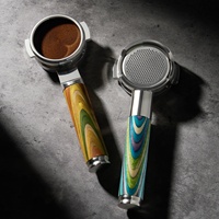 Portafiltro de Café BANLEE Personalizado 51/54/58mm, Portafiltro de Espresso CNC Integrado com Cabo de Madeira Colorido