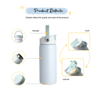 Ensemble <span class=keywords><strong>de</strong></span> bouteilles d'eau Everich en Tritan et acier inoxydable avec couvercle à paille rabattable et poignée confortable pour tous les âges - Product Image 5