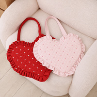 Tas Tote Berbentuk Hati yang Lucu dengan Hiasan Ruffle, Tas Selempang Romantis untuk Wanita dan Remaja Putri, Cocok untuk Penggunaan Sehari-hari dan Hadiah