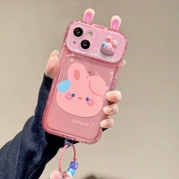 Coque de téléphone miroir grenouille lapin ours mignon dessin animé avec chaîne pour iphone 7 Plus 8 Plus X XS XR XS MAX 11 12 13 14 Plus 15 Pro Max