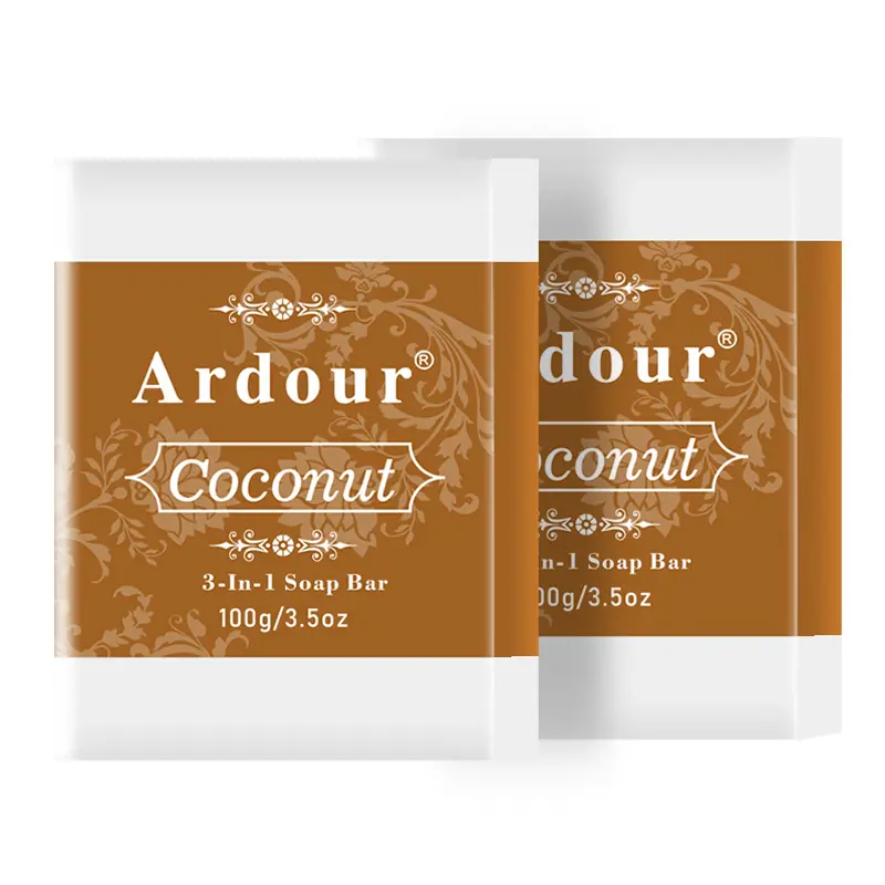 Barre de savon artisanal à la noix de coco écologique de marque privée infusée à l'intérieur de la barre de bain naturelle pour le visage savon exfoliant éclaircissant