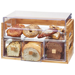 Storage Container Bamboo Bread Box Storage Boxes & Bins with Food Grade Plastic Rectangle Sustainable Multifunction
