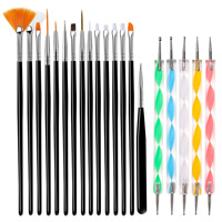 Juego de 24 Herramientas para Decoración de Uñas, Soportes Magnéticos para Uñas, 15 Pinceles, 5 Bolígrafos de Puntos, Cinta Adhesiva, Pinzas, Venta al por Mayor