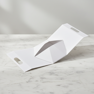 Custom White Textured Paper Foldable Triangle Gift <b>Box</b> Portable Handle Magnetic Gift <b>Packaging</b> - Product Image 2