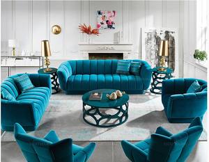 Divano Chesterfield Blu di Lusso per Arredo Casa, Divano Turchese per Soggiorno e Salotto - Product Image 4