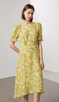 Robe en soie 100% pour femmes, robe en soie jaune, robe en soie moins chère