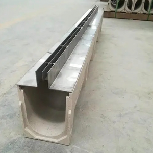 Caniveau de drainage en résine pour piétons DIY A15, canal de drainage des eaux pluviales de 1000 mm avec grille de couverture en acier inoxydable - Product Image 1