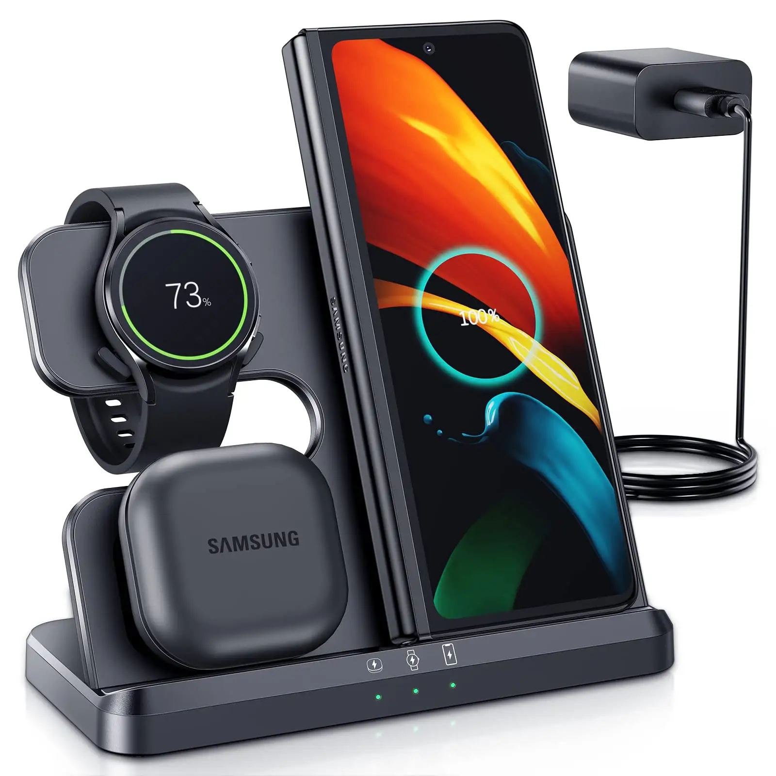 New Arrival in 2023 Wireless Charging Station Wireless Charger for Qi Standard Phone/for Samsung Galaxy watch 5/4/ Galaxy Buds