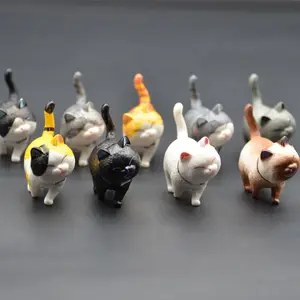 Miniatur Mainan Anak Realistik 9 Desain, Patung Kucing Putih Coklat Kuning Abu-abu Hitam