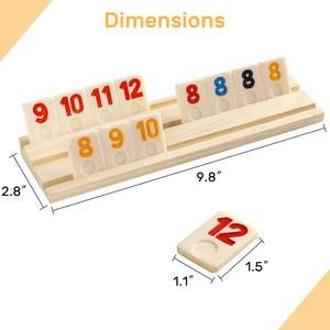 Jeu de Rummy Cube YuMing pour 6 <span class=keywords><strong>joueurs</strong></span>, avec supports en bois et étui de rangement, jeu de stratégie familial classique pour adultes et enfants, idéal pour l'intérieur, les voyages et les fêtes - Product Image 6