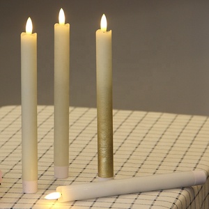 Home Decoration White Real Wax Wave Edge Battery Operated Electric Flickering Remote Control Led Flameless <strong>Taper</strong> <strong>Candles</strong> - Product Image 4
