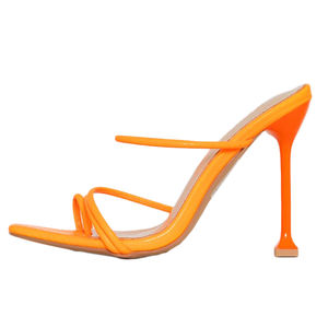 <span class=keywords><strong>Sandali</strong></span> con <span class=keywords><strong>tacco</strong></span> alto sexy arancione neon personalizzati per donna - Product Image 1
