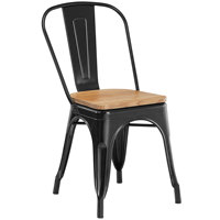Chaise de salle à manger en métal pour l'intérieur avec dossier argenté et siège en bois naturel