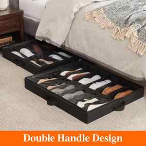 Organizador de Zapatos Plegable Personalizado de Tela, Caja de Almacenamiento de Zapatos para Armario con Tapa de PVC, Caja de Almacenamiento de Zapatos Debajo de la Cama con Ventana Transparente OEM - Product Image 3