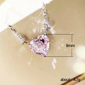 Collana con Ciondolo a Cuore Rosa per Donne, Catena Lunga, Charm d'Amore, Gioiello alla Moda per Uso Quotidiano, Regalo - Product Image 5