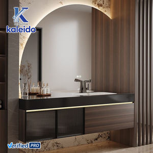 Meuble de salle de bain mural avec miroir flottant design moderne et luxueux Kaleido OEM 2025, meuble de toilette avec lavabo - Product Image 1