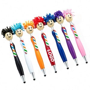 Stylo bille personnalisé en forme de tête de balai, poils en peluche, stylo clic coloré pour étudiants, bureau et école, cadeau promotionnel - Product Image 1