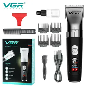 Cortador de pelo eléctrico recargable VGR V069 para hombre, Broche del pelo profesional, cuchilla de cerámica ajustable, sin cable
