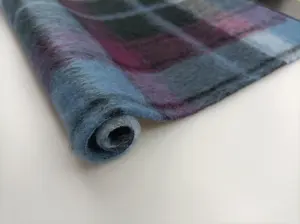 Tissu Jacquard à carreaux en laine molletonnée pour vêtement/Hometextile, longue et brossée, fourrure acrylique