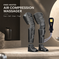 Bandes de compression chauffantes pour genoux et jambes avec 4 modes de massage, intensité réglable pour pieds, mollets et cuisses, noir avec bordure grise