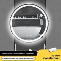 Miroir de salle de bain rond, cadre ultra-fin, éclairage LED intelligent anti-buée, résistant aux chocs, mural, décoratif, style Instagram