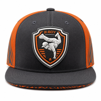 Casquette Snapback Bicolore Tendance Gris Foncé Orange avec Panneaux Personnalisés Brodés Visière Plate Style Hip Hop Fournisseur d'Usine ODM