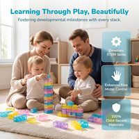 EPT 40 PCS Blocs de construction sensoriels souples translucides, jouets de construction empilables et emboîtables pour enfants de 3 ans et plus